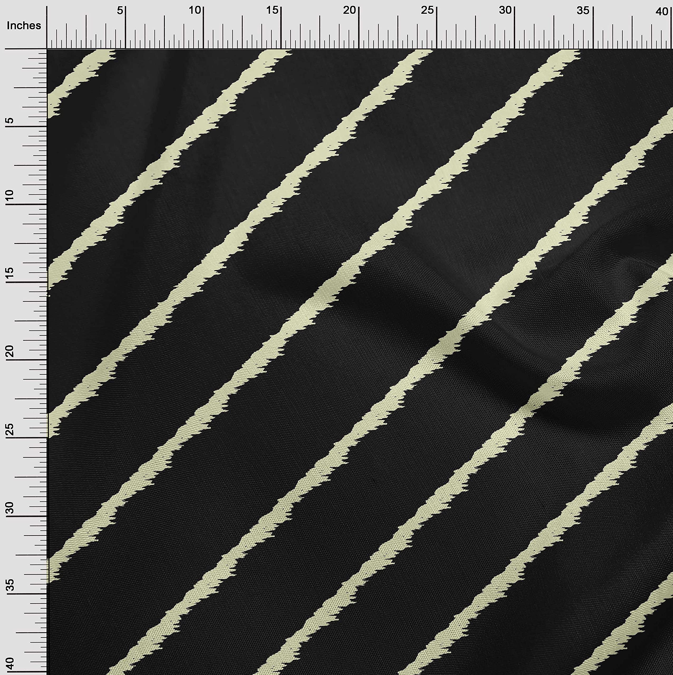 oneOone Rayon Black Stripe Fabric by The Yard - 56 Inch Wide Printed Sewing Material for DIY Clothing, Dresses, Skirts & Home Decor Projects