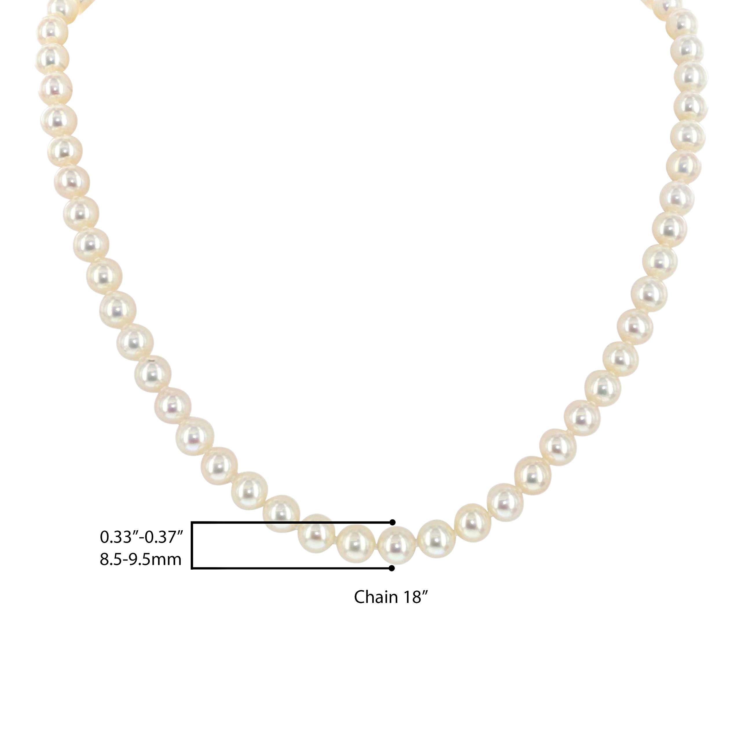 925 Sterling Silver AAAA White Freshwater Pearl Necklace - 18