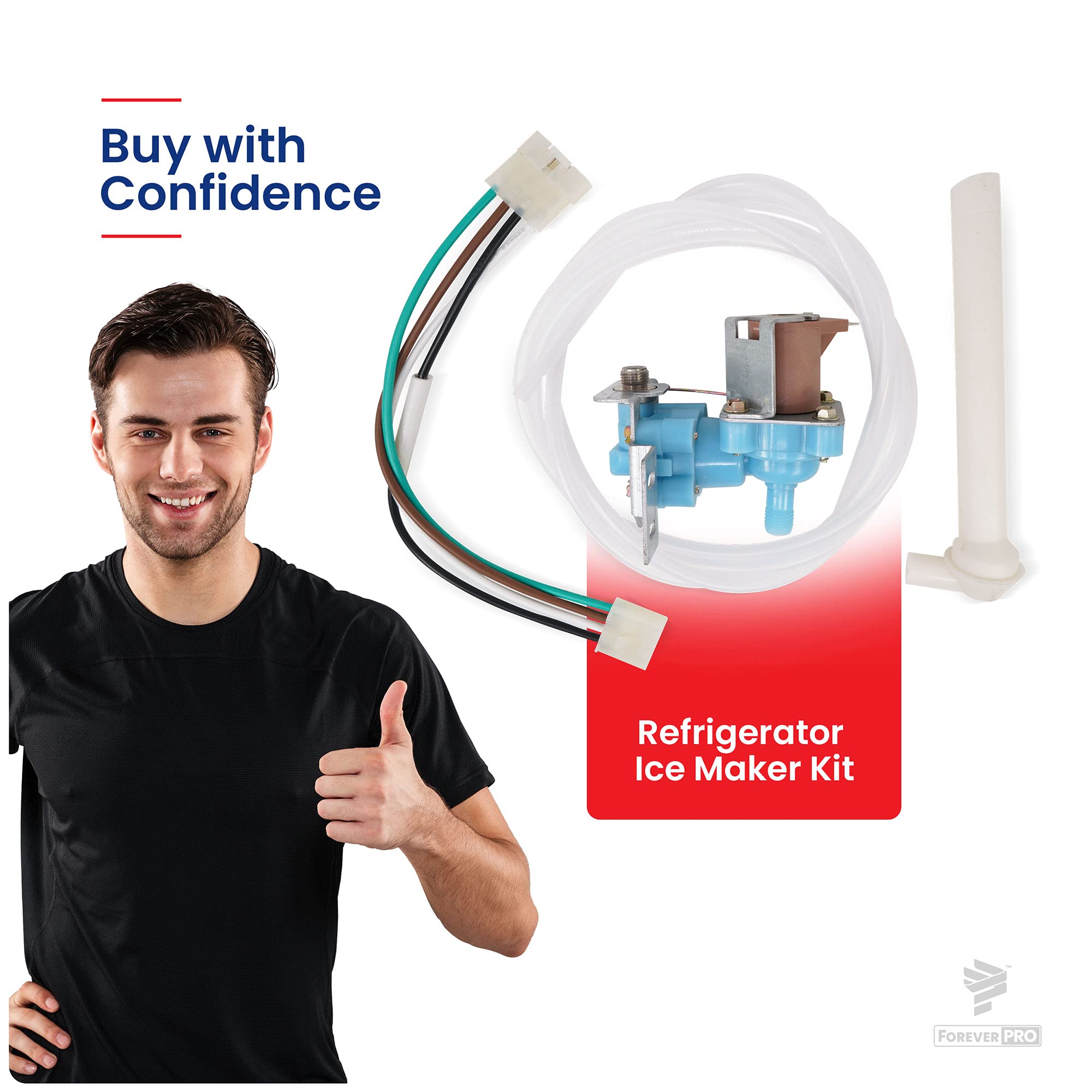 ForeverPRO 1129316 Ice Maker Kit with Square Plug - Compatible with Whirlpool Refrigerator Models 2155184, 1108106, 1108154, 1114209 - Perfect for Easy Ice Maker Replacement & Repair