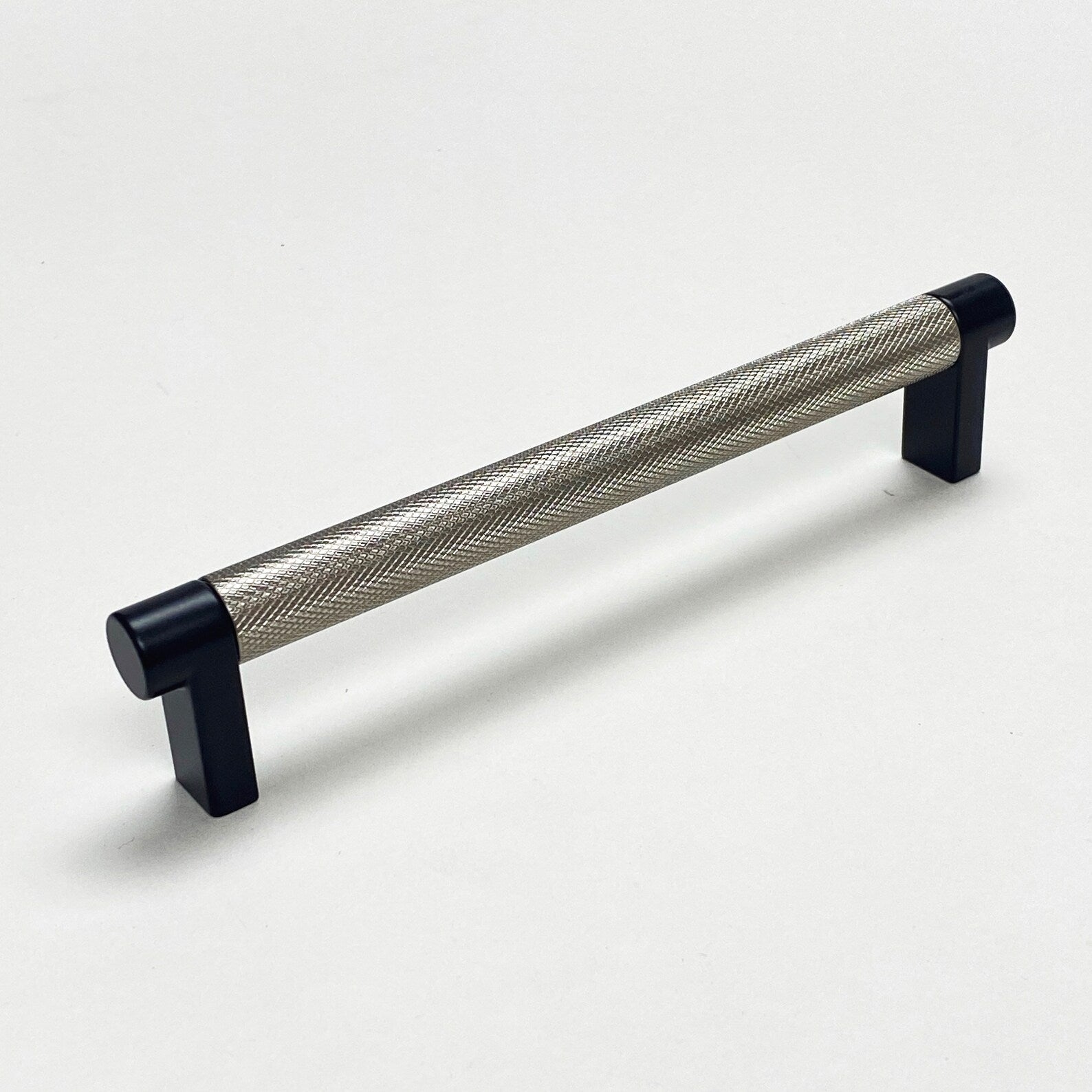 Premium Satin Nickel & Black Knurled Cabinet Knobs and Pulls - Elegant Hardware for Kitchen, Bathroom, and Furniture Upgrade