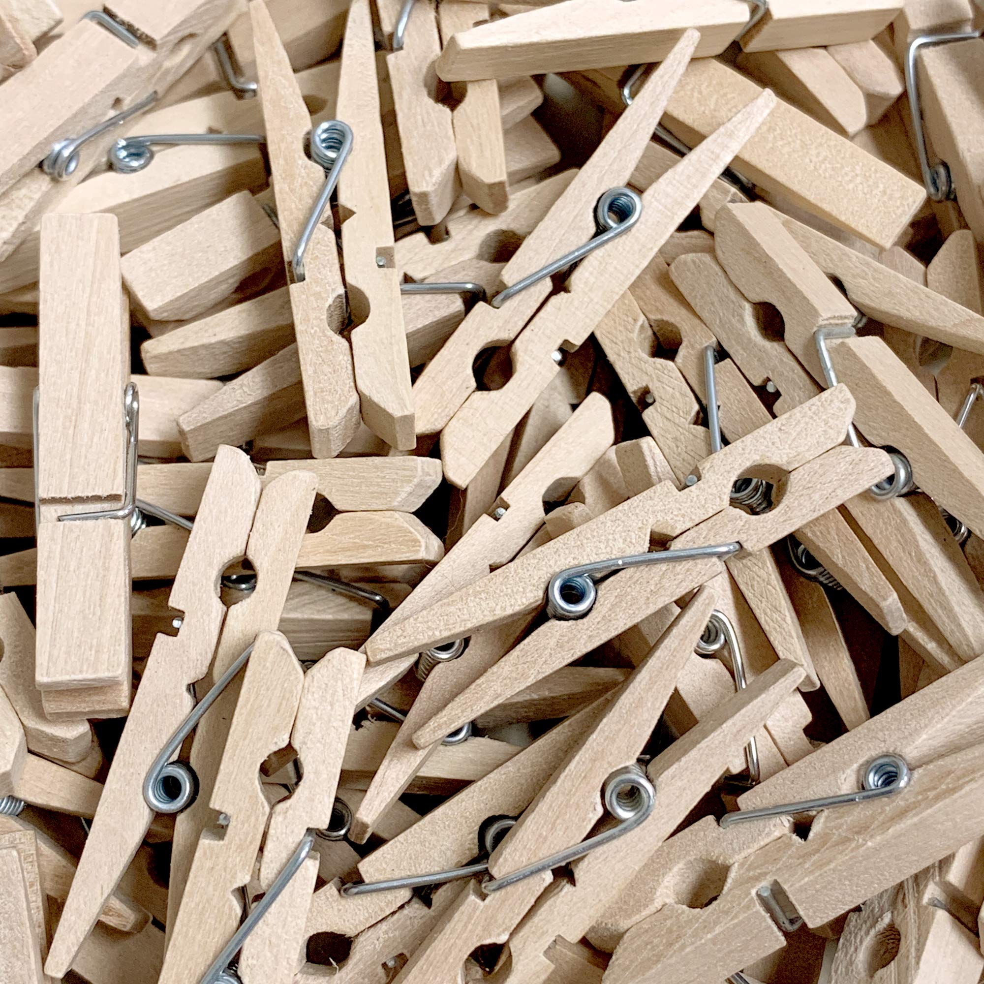Wooden Clothes Pins 100 Pack - 45mm Natural Wood Clips for Hanging Laundry, Drying Clothes, DIY Crafts & Home Decor - Durable Spring Clamp for Indoor/Outdoor Use