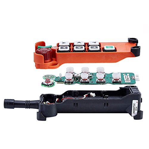 F21-E2 Industrial Crane Radio Remote Control with Safety Key Switch - 2 Transmitters + 1 Receiver (12V AC/DC) - Perfect for Overhead Cranes, Hoists, and Material Handling Equipment