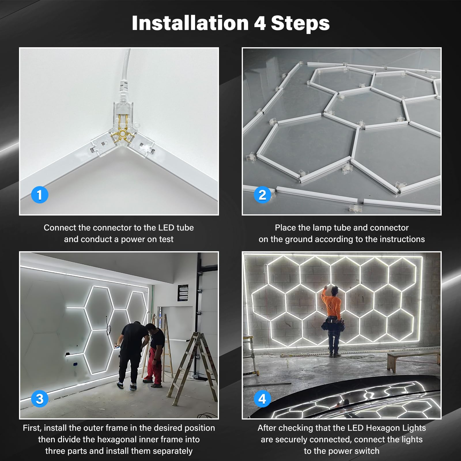 LED Hexagon Lights - 556W 66720 Lumen 6500K Cool White Garage Lighting for Ceiling - Perfect for Garage, Gym, Barber Shop, Warehouse & Workshop Lighting