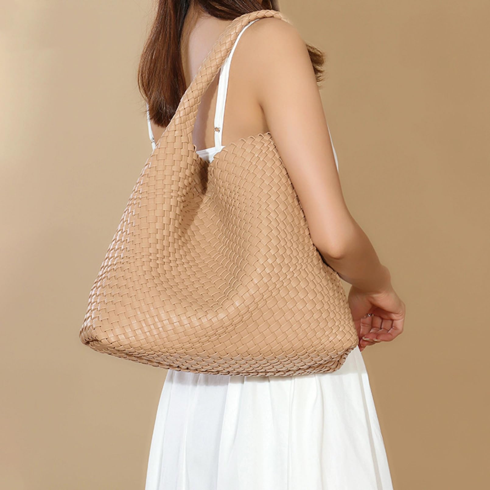 SUMICH Vegan Leather Hand-Woven Women's Tote Bag - Stylish Top Handle Satchel Purse for Ladies | Perfect for Work, Travel & Everyday Use