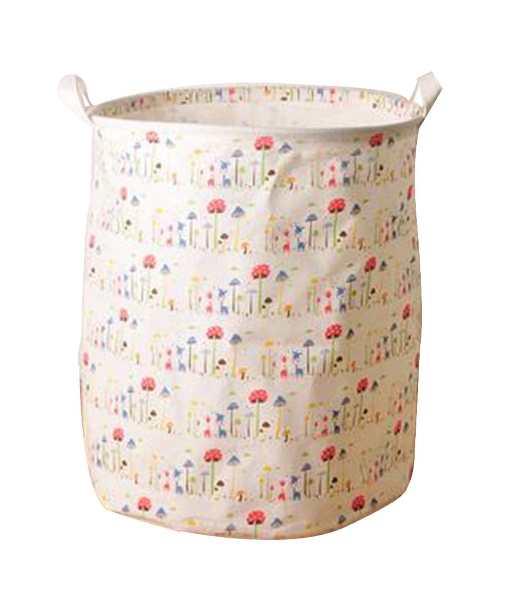 Foldable Waterproof Cotton Linen Laundry Basket - Mushroom Style Dirty Clothes Hamper for Bedroom, Bathroom & Dorm Organization