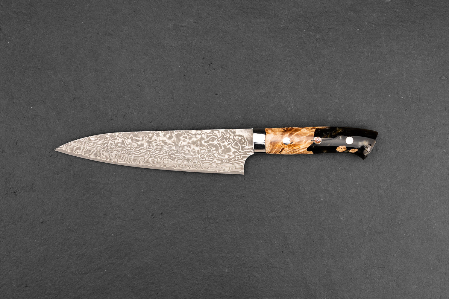 Takeshi Saji R2 Black Damascus Western Gyuto 180mm Chef Knife - High Carbon Stainless Steel Japanese Kitchen Knife for Professional Chefs & Home Cooking