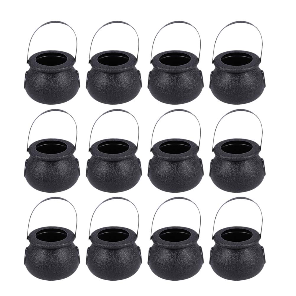 IMIKEYA Vintage Halloween Candy Bucket - 12 Pack Mini Plastic Witch Cauldron Jars (1.96x2.75 Inch) for Trick-or-Treat, Party Favors & Spooky Decorations