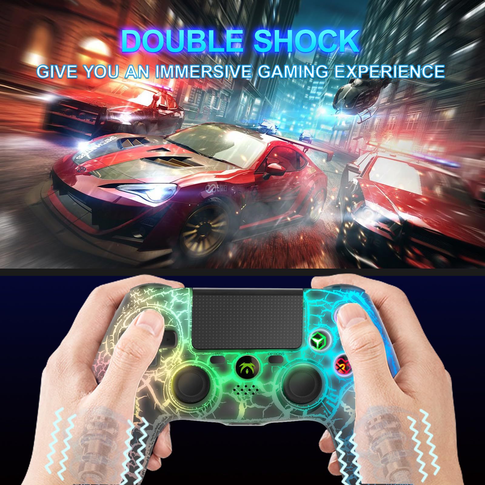 DYONDER Wireless PS4 Controller - Dual Vibration, 6-Axis Motion Sensor, Audio Function - Compatible with PS4/PC/iOS (Black) | Perfect for Gaming, Streaming & Multiplayer Sessions