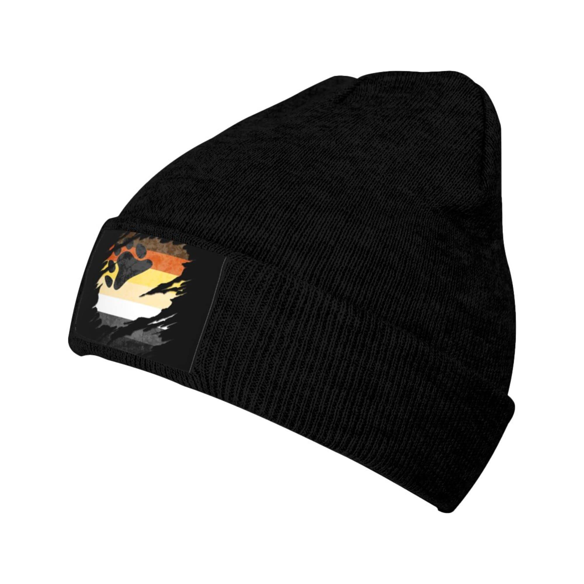 Gay Bear Pride Flag Knit Beanie - Warm Winter Hat for Men & Women | Acrylic Knitted Skull Cap with Cuff | LGBTQ+ Pride Accessory for Cold Weather & Outdoor Activities