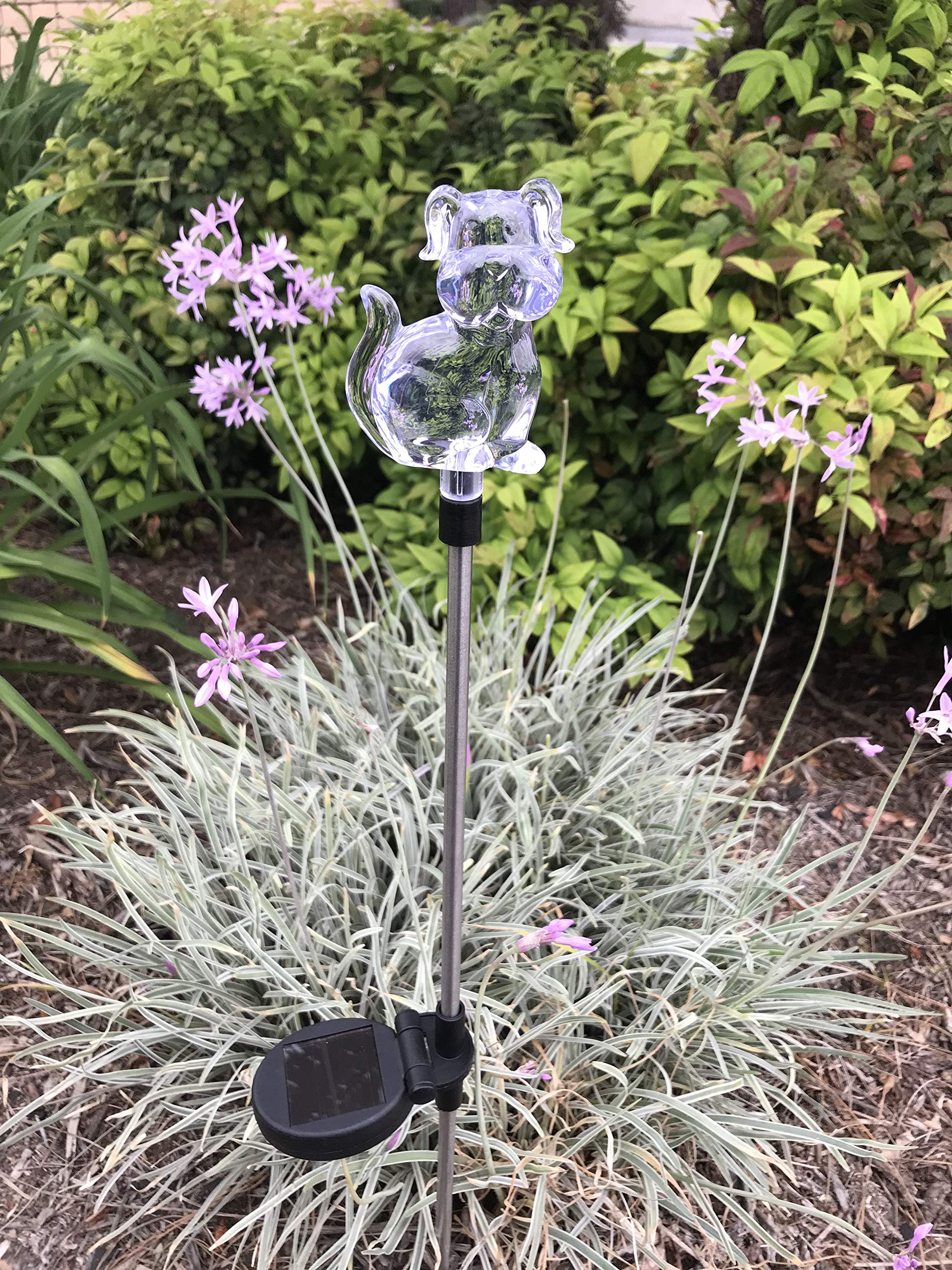Solar Powered Garden Stake Lights - Color Changing & White LED Outdoor Path Lights for Yard, Lawn, Walkway (Set of 2, Dog Design) | Perfect for Landscape Decoration, Patio Lighting & Backyard Pathway Illumination