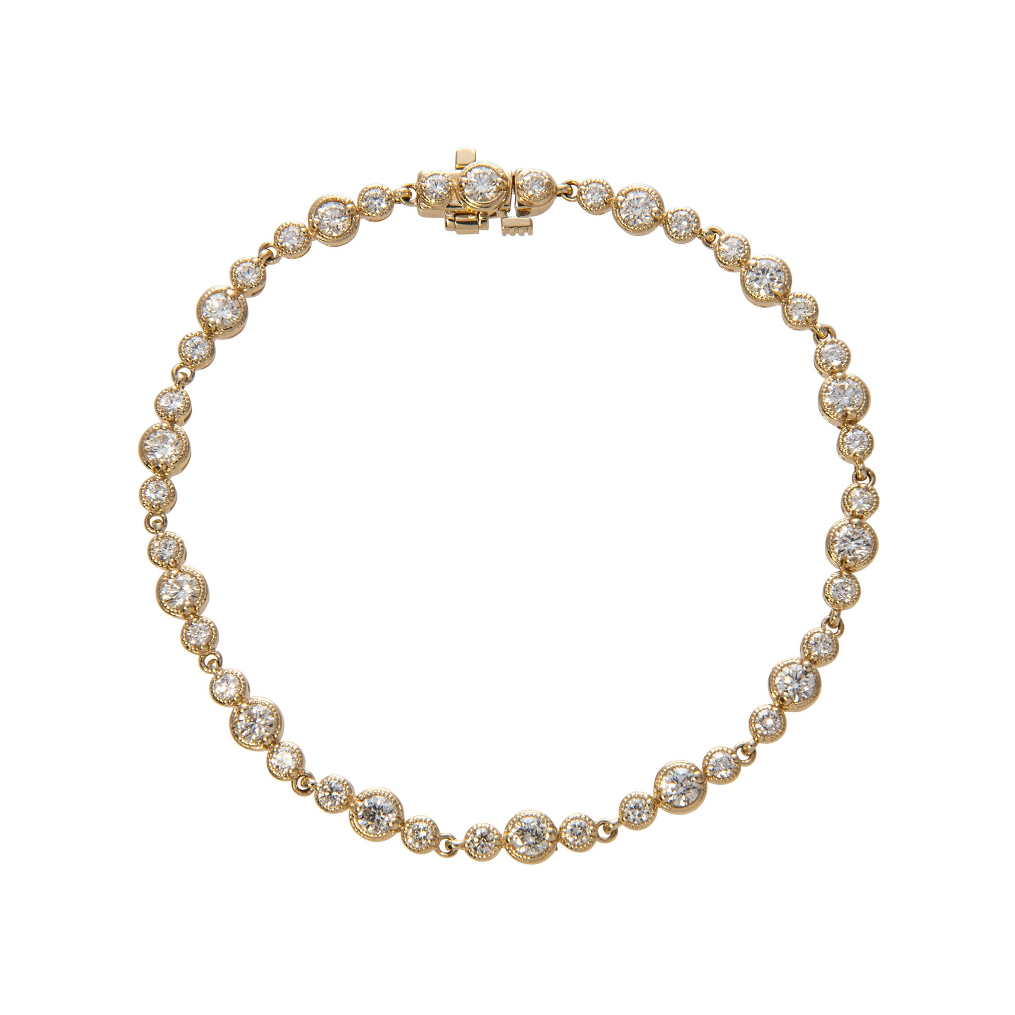 2.20ctw Diamond Milgrain Bezel 14K Yellow Gold Tennis Bracelet for Women | Elegant Jewelry Gift for Anniversary, Wedding & Special Occasions