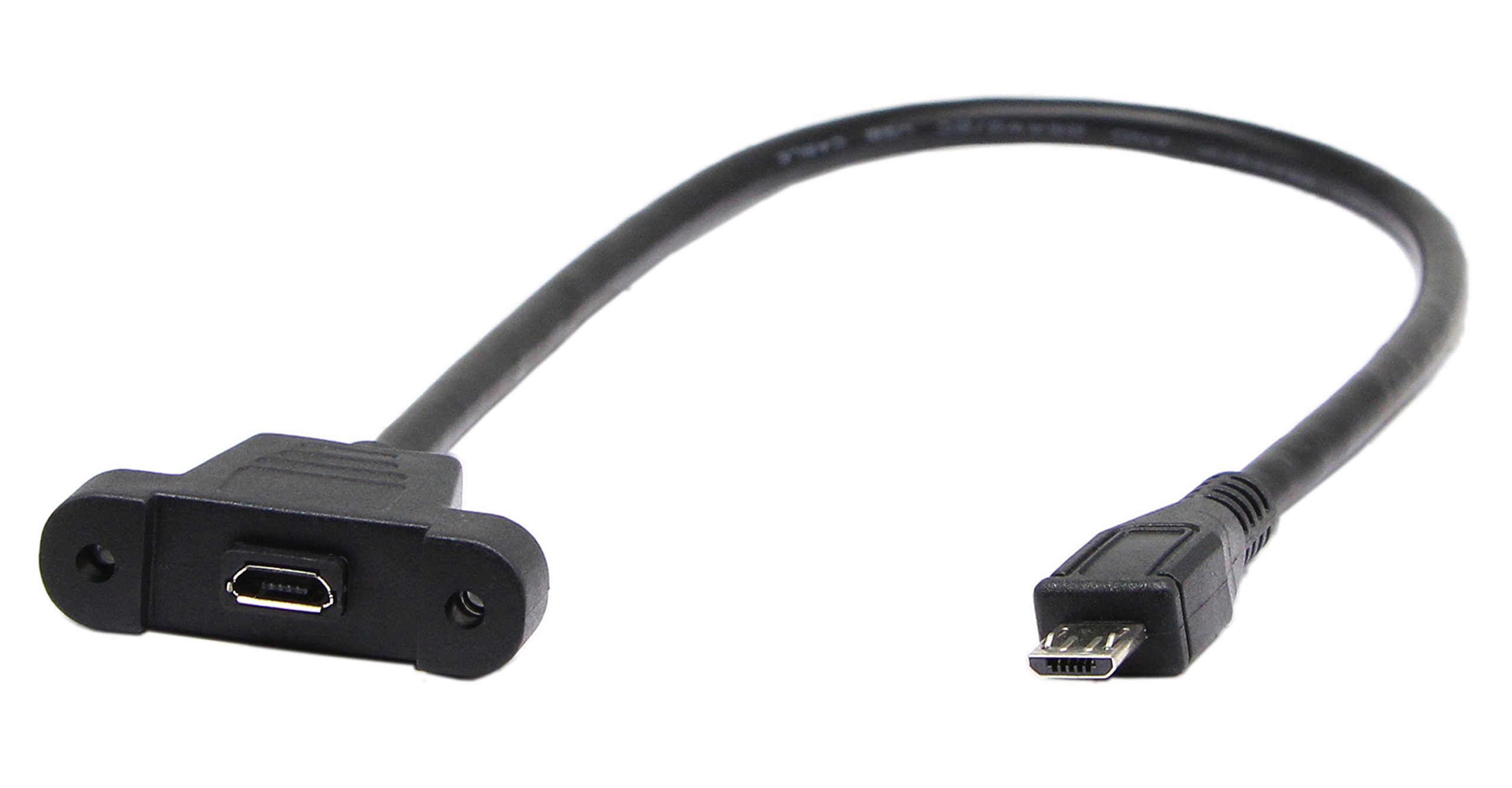 30cm Micro USB Panel Mount Cable - Male to Female Screw Mount Extension for Sync Charging & Data Transfer - Ideal for Car Audio, Industrial Control Panels & DIY Electronics Installations