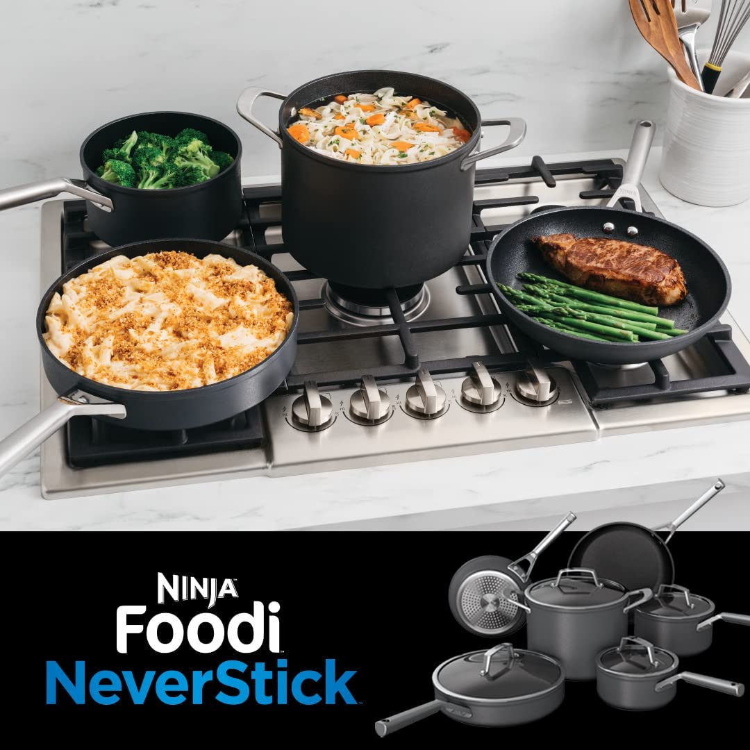 Ninja C39600 Foodi NeverStick Premium Hard Anodized 13-Piece Cookware Set - Nonstick, Durable, Oven Safe to 500°F, Grey - Perfect for Home Cooking, Baking & Meal Prep
