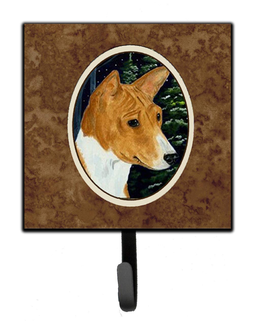 Caroline's Treasures SS8172SH4 Basenji Wall Mount Key Holder & Coat Rack - Durable Hooks for Keys, Leashes, Towels, Aprons - Perfect for Entryway, Kitchen, or Mudroom Organization