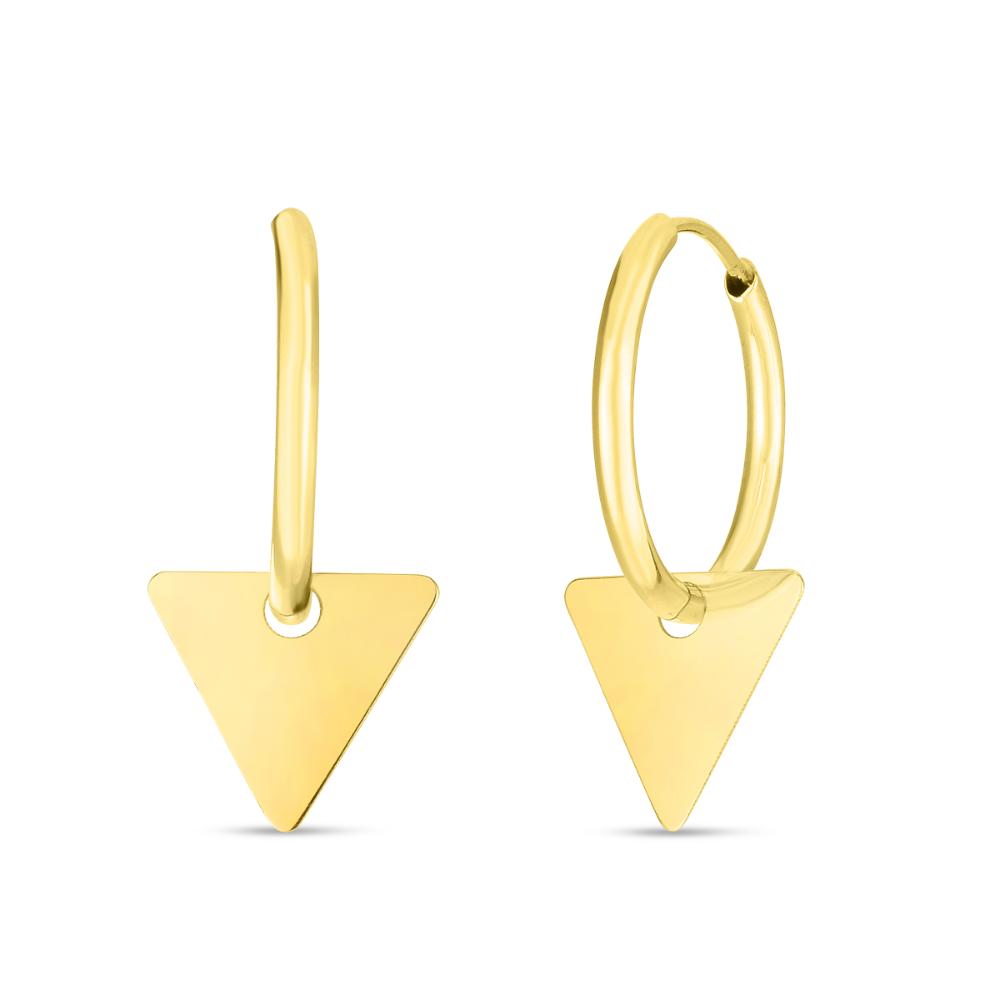 14K Gold Triangle Dangle Huggie Earrings for Women - Elegant Everyday & Party Jewelry