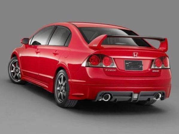 2006-2011 Honda Civic Sedan 4 Door Mugen RR Style Rear Spoiler Wing - Unpainted or Glossy Black Paint - Enhances Aerodynamics & Sporty Look for Street Racing & Car Shows