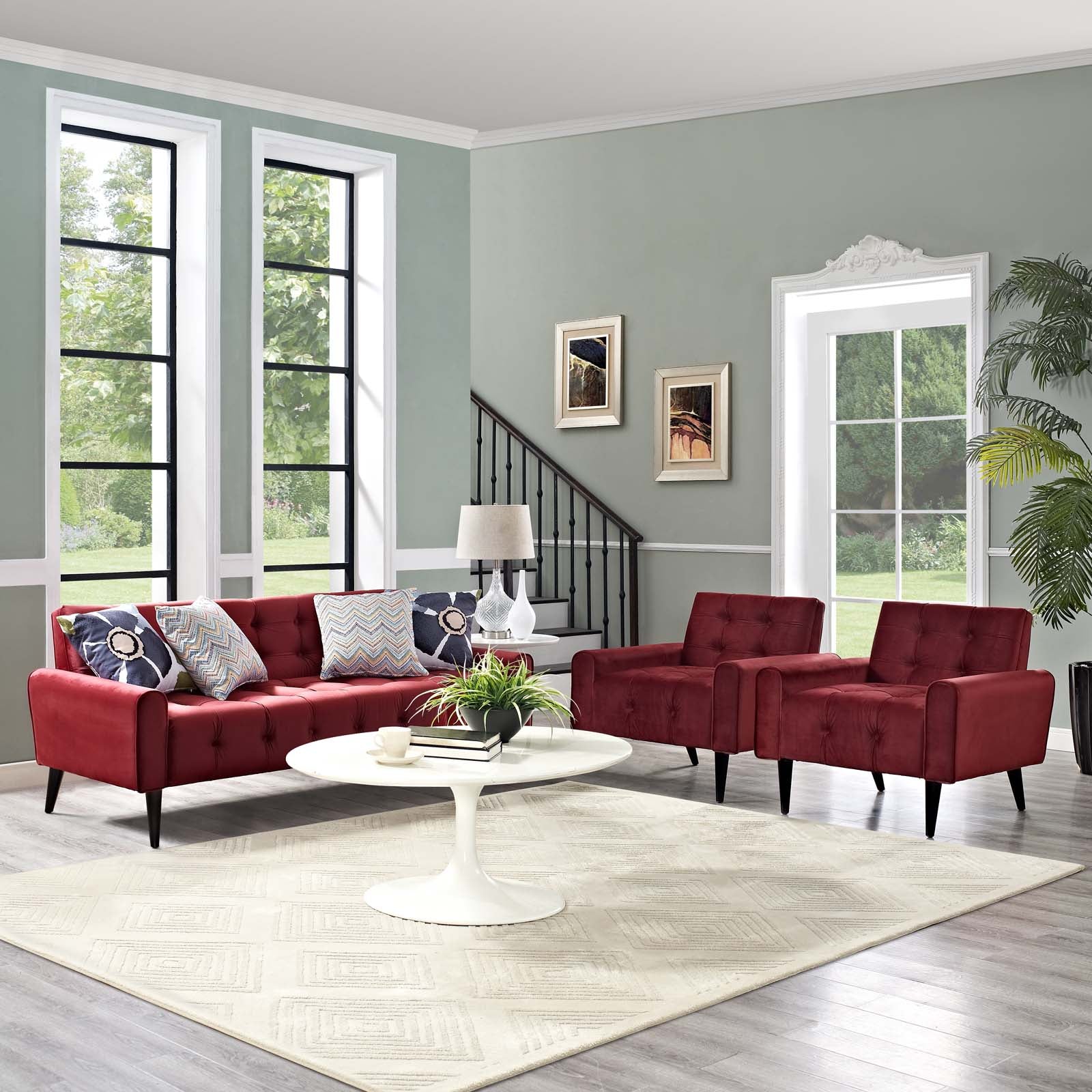 Luxury Velvet Living Room Furniture Set of 3 Pieces - Sofa, Loveseat & Chair - Modern Comfort for Home Theater, Family Gatherings & Relaxation