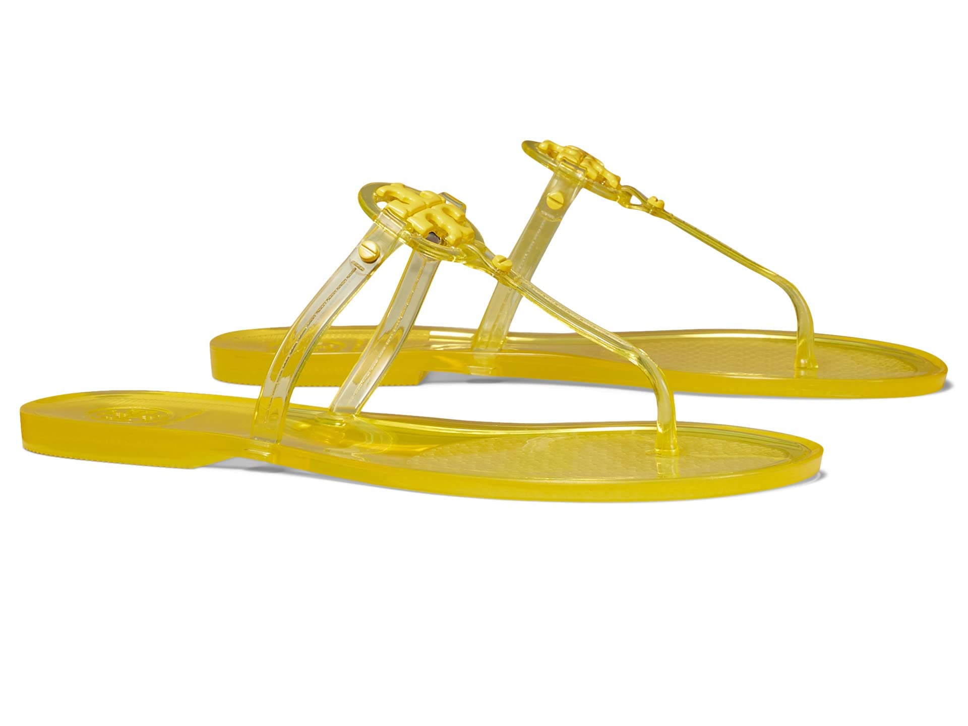 Tory Burch Women's Clear Mini Miller Dark Blue Azure Flats Thong Sandals Jelly - Comfortable Beach & Pool Slides for Summer Vacation, Casual Outings, and Resort Wear