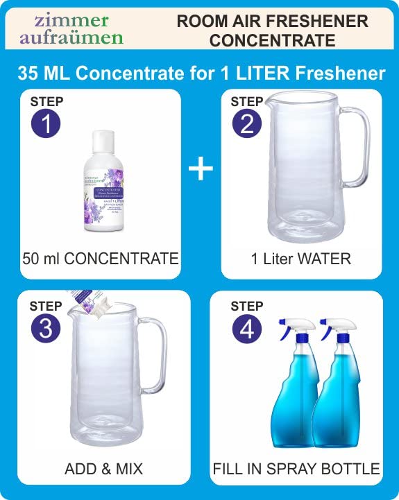 Natural Essential Oil Air Freshener Concentrate (Lavender Rose Lemon) - Makes 3L Refill with Reusable Spray Bottle | Chemical-Free Home Fragrance for Bedroom, Living Room, Bathroom & Car | Aromatherapy & Odor Elimination Solution