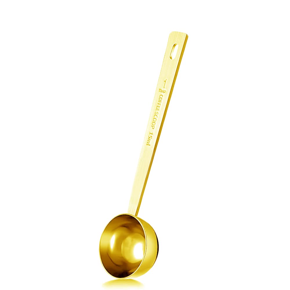 Premium Stainless Steel Coffee Scoop - 1 Tbsp Measuring Spoon for Ground Coffee, Tea, Sugar, Flour & Liquids - Long Handle Design for Easy Use - Perfect for Home, Office & Coffee Shops
