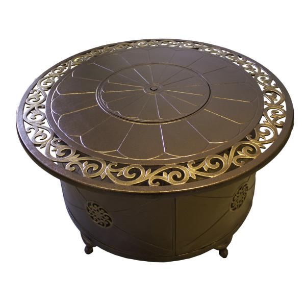 Bronze Round Cast Aluminum Fire Pit - Outdoor Decorative Fire Bowl for Patio, Garden, Backyard & Camping