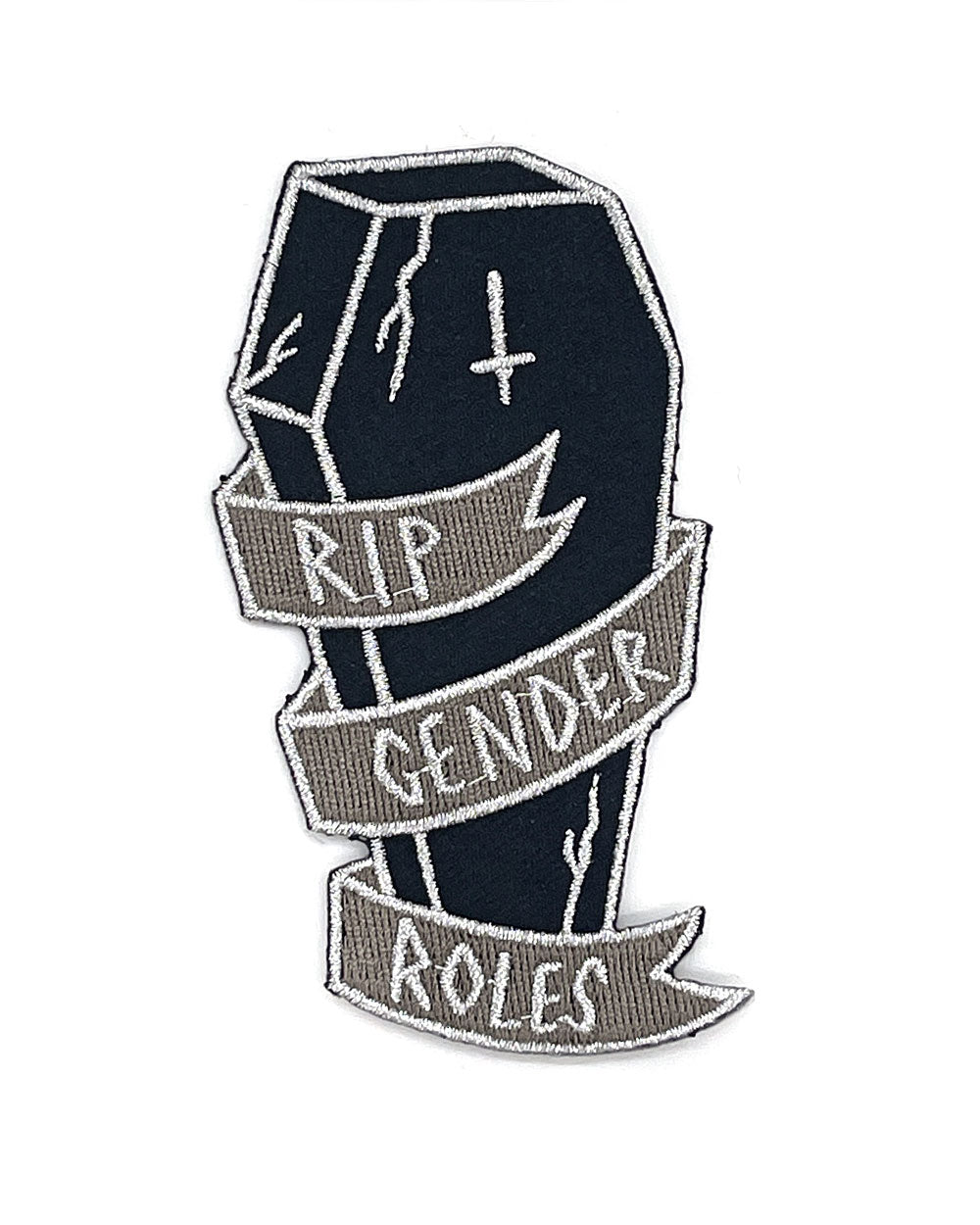 RIP Gender Roles Coffin Patch - Feminist Iron On Embroidered Badge for Jackets & Bags - Perfect for DIY Punk Fashion & Social Justice Advocacy