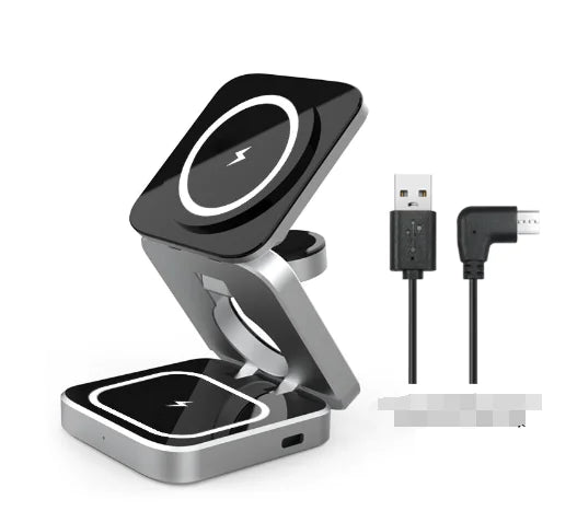 3-in-1 Wireless Charging Station for iPhone, Samsung & AirPods - Fast Qi Charger Stand for Desk, Nightstand & Office Use