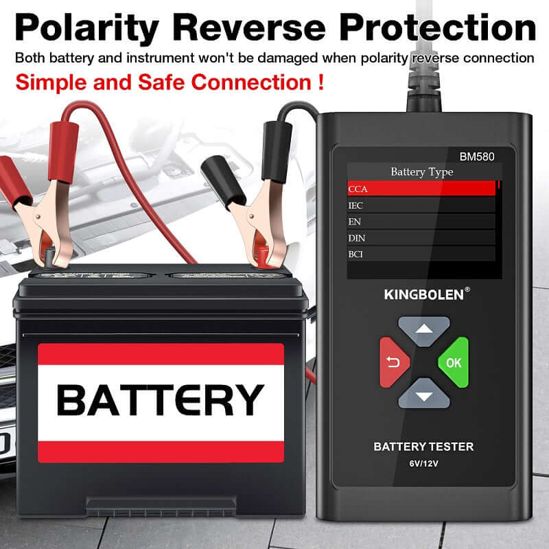 KINGBOLEN® BM580 6V 12V Car Battery Tester - Digital Automotive Battery Analyzer for Cars, Trucks, Motorcycles, RVs & Boats - Perfect for Home Mechanics & Auto Shops