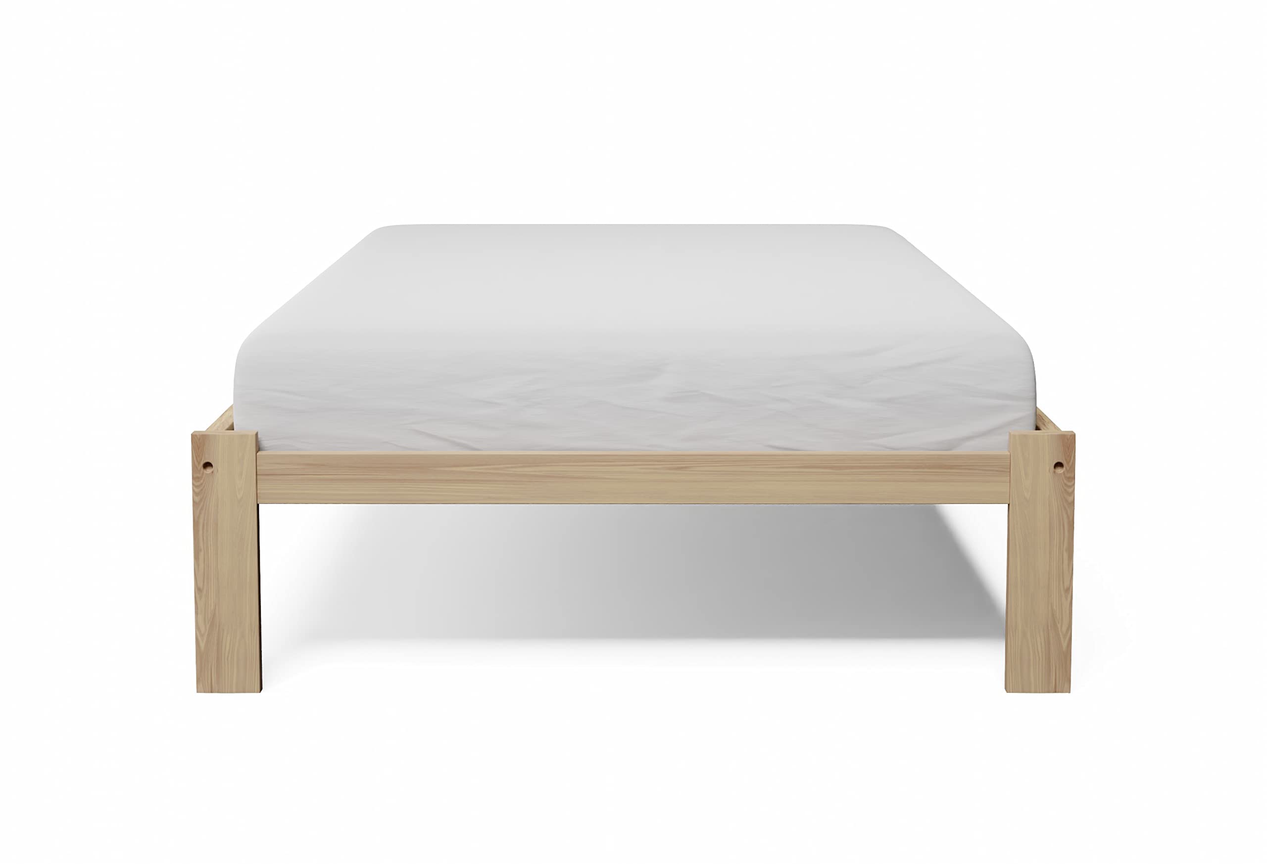 Solid Pine Wood Twin Size Platform Bed - Unfinished Wooden Slats for Mattress Support, No Box Spring Needed - Sturdy Kids Bedroom Furniture for Boys and Girls (Perfect for Small Spaces, Dorm Rooms & Guest Rooms)