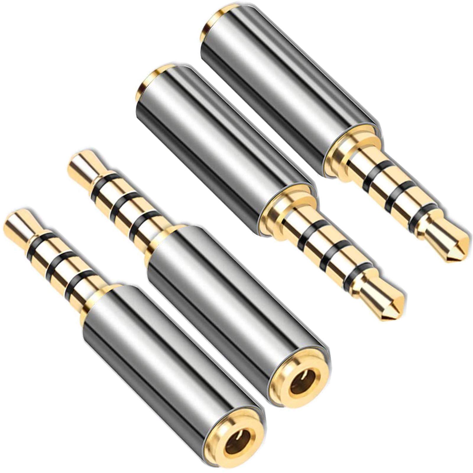 4 Pack Gold Plated 3.5mm Male to 2.5mm Female Stereo Audio Adapter - Metal Shell Headphone Jack Converter for Headset, Earphones, Microphones - Perfect for DJ Equipment, Recording Studio & Home Audio Systems