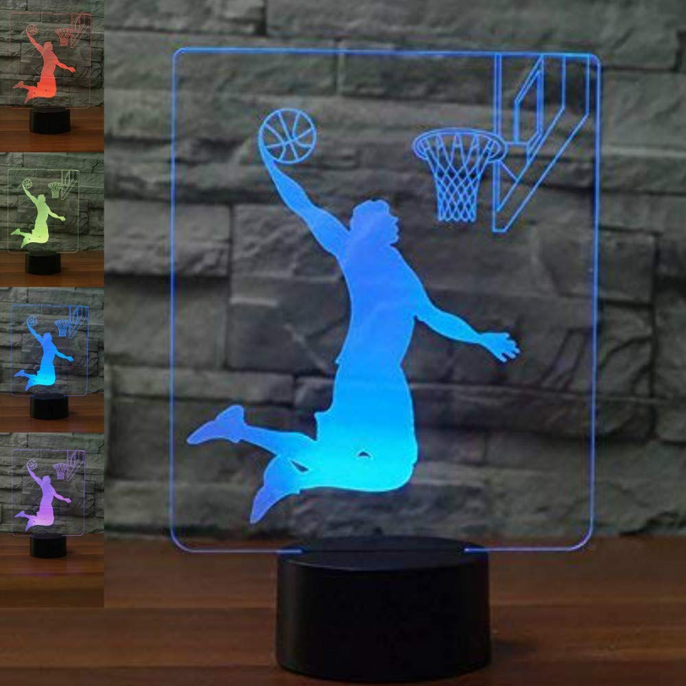 3D Basketball Night Light with Touch Switch - 7 Color Changing LED Table Lamp for Kids Room, Desk Decor, Birthday Gift, Christmas Home Decoration | Perfect for Bedroom, Nursery, Game Room & Party Decor