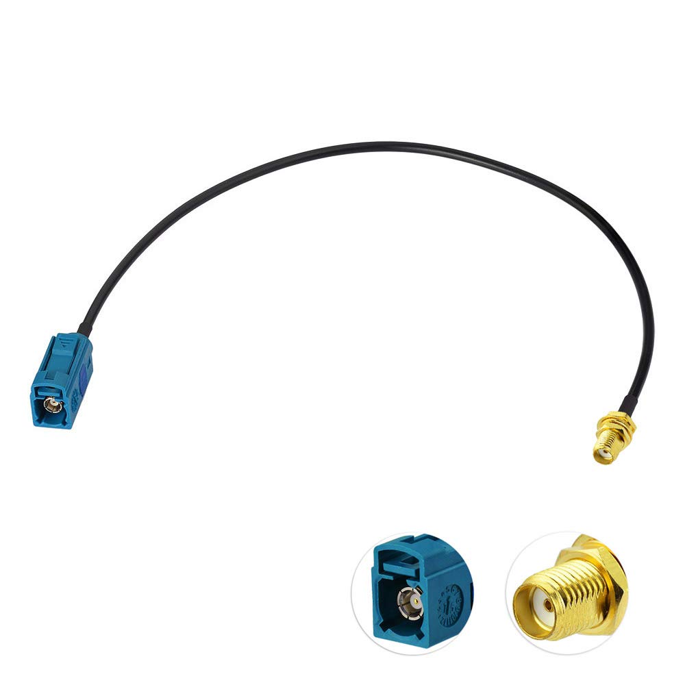 Bingfu Fakra Z Female to SMA Female Car Antenna Adapter Cable - 30cm (12 inch) for GPS Navigation, FM/AM Radio, Sirius XM Satellite, 4G LTE & Bluetooth - Compatible with Android Head Units & Vehicle Stereo Systems - Perfect for Car Audio Upgrades & Signal Boosting