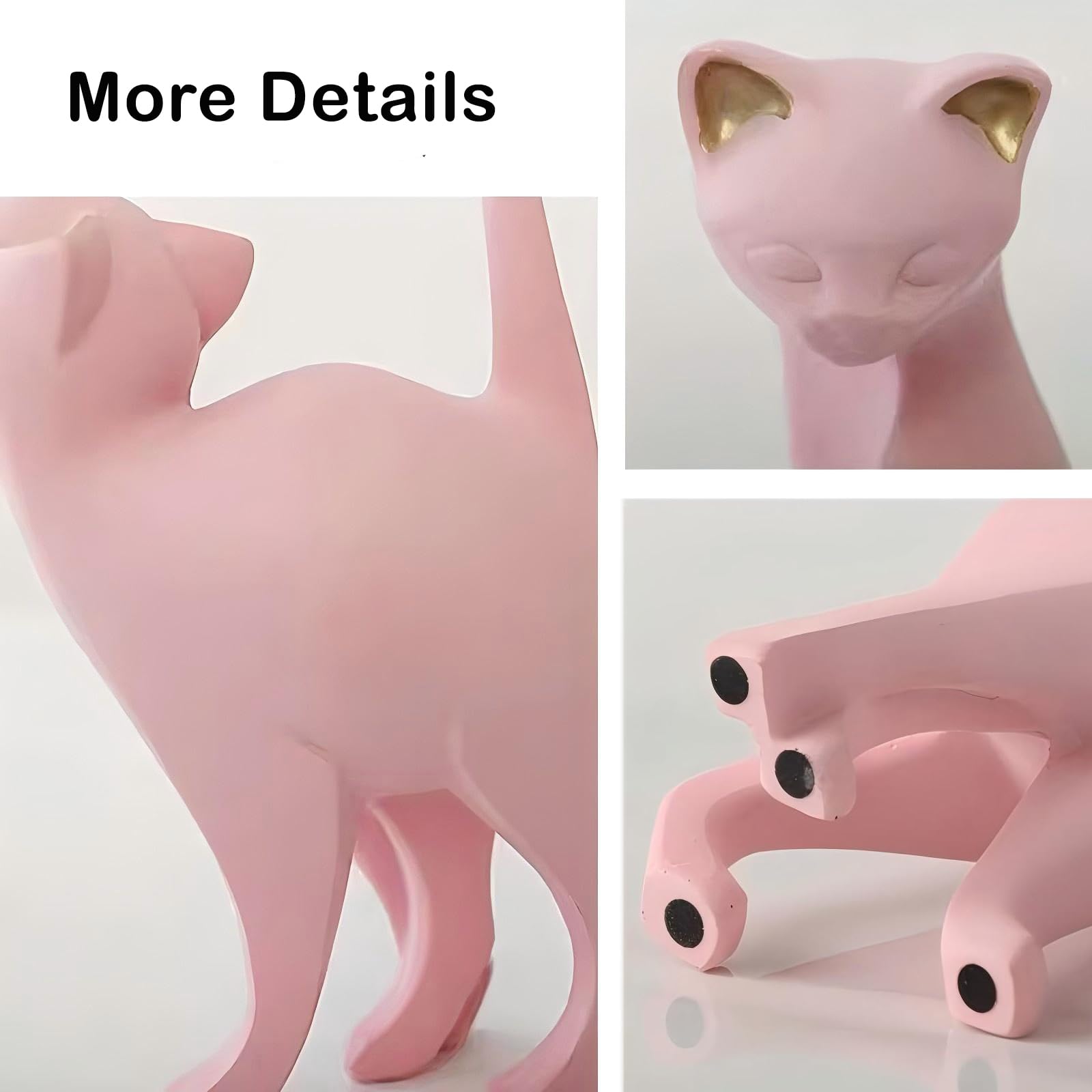 Elegant Pink Cat Statue - Handcrafted Desk & Shelf Decor for Cat Lovers | Perfect Gift for Home Office, Living Room & Bookshelf Decoration