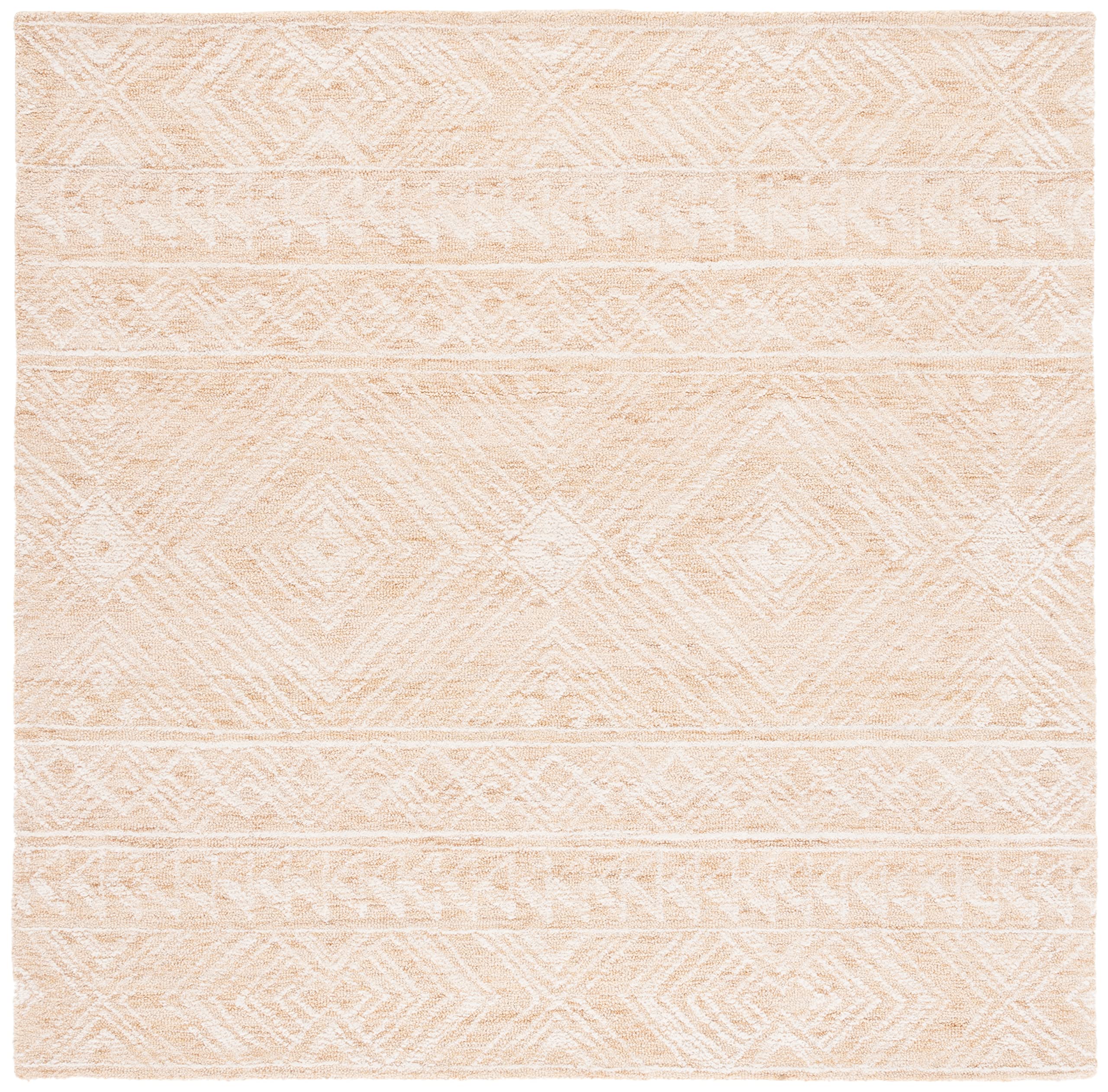 SAFAVIEH Metro Collection 6' Square Gold Ivory MET906D Handmade Premium Wool Area Rug for Living Room, Dining Room & Bedroom | Soft & Durable Floor Covering for Home Decor