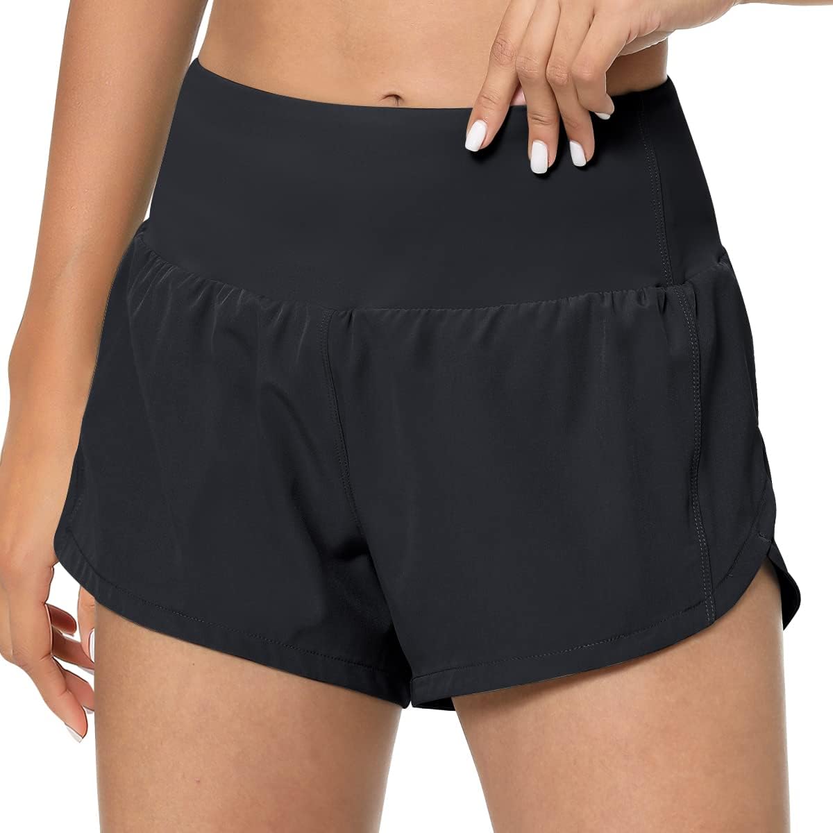 GYM RAINBOW Women's High Waisted Athletic Shorts - Lightweight Quick Dry Workout Running Shorts with Pockets for Yoga, Gym & Outdoor Activities