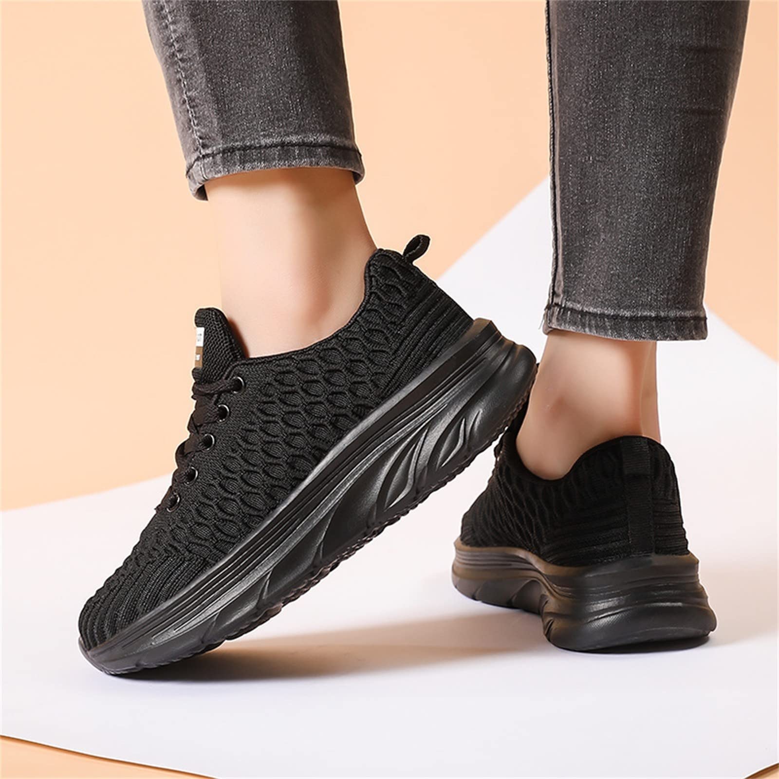 **Non-Slip Women's Sneakers – Breathable Lightweight Work Shoes for Hospital, Walking & Nursing – Slip-Resistant Lace-Up Shoes for Comfort & Safety**    *(Perfect for healthcare workers, nurses, and professionals needing all-day support and slip protection on hard floors.)*
