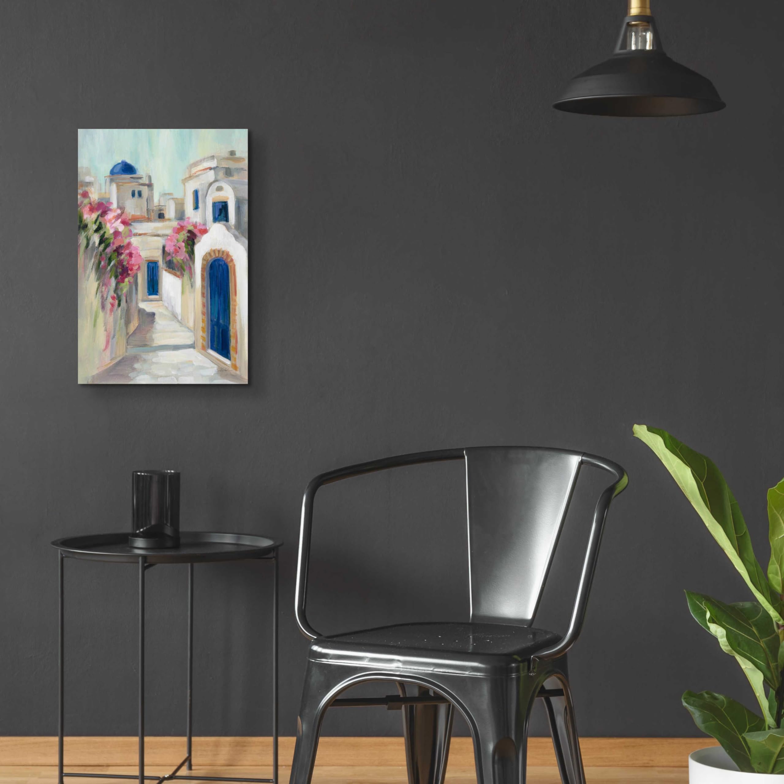 Silvia Vassileva 'Santorini Street I' Acrylic Glass Wall Art - 16x24 Inches Modern Home Decor for Living Room, Bedroom & Office