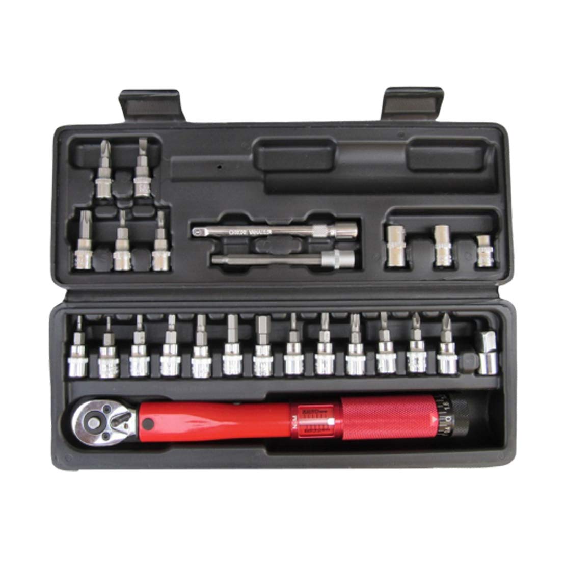 HIOD 1/4 Inch Drive Torque Wrench Set (2-24 Nm) - Professional Bike Tool Kit with Allen & Torx Sockets for Road & Mountain Bicycle Maintenance | Perfect for DIY Repairs, Tune-ups & Component Installation