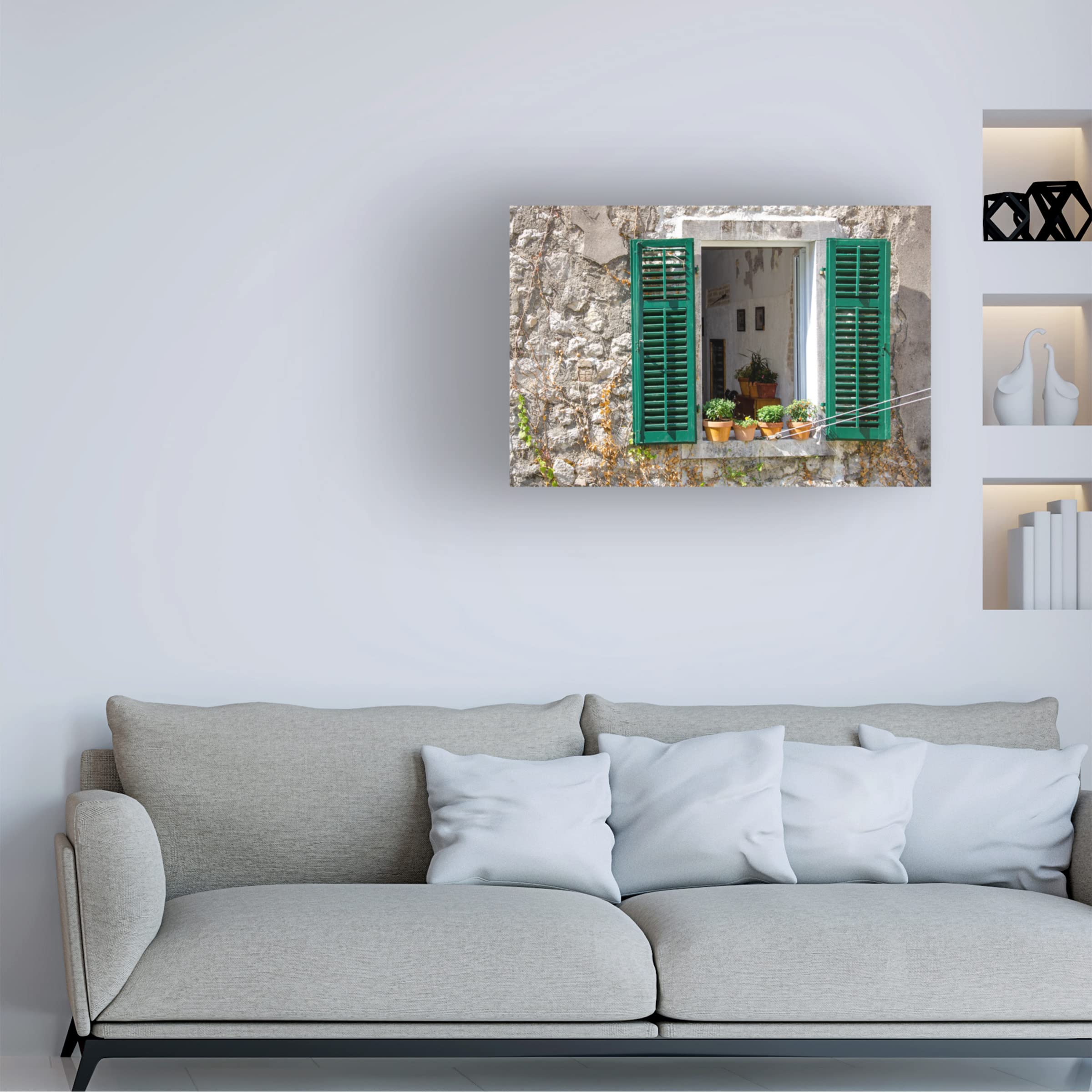Laura DeNardo 'Window View Kotor Montenegro' Canvas Art Print - Handmade Landscape Wall Decor for Living Room, Bedroom & Office - Premium Trademark Fine Art Collection