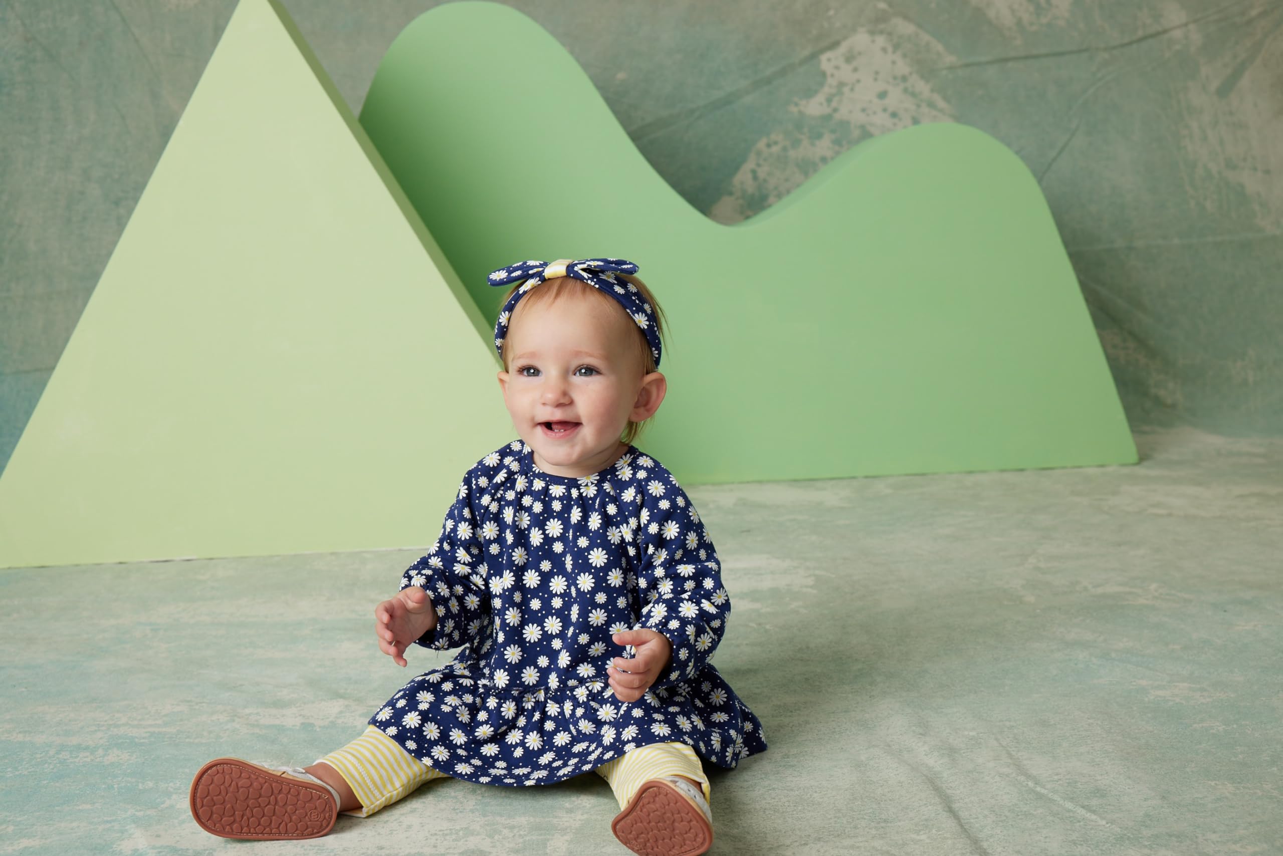 Little Me Simply Essential Solids 100% Organic Cotton Baby Girl Outfit Set - 3-Piece Tunic, Pants & Headband (3-24 Months) | Soft & Comfortable for Playtime, Outings & Photo Shoots