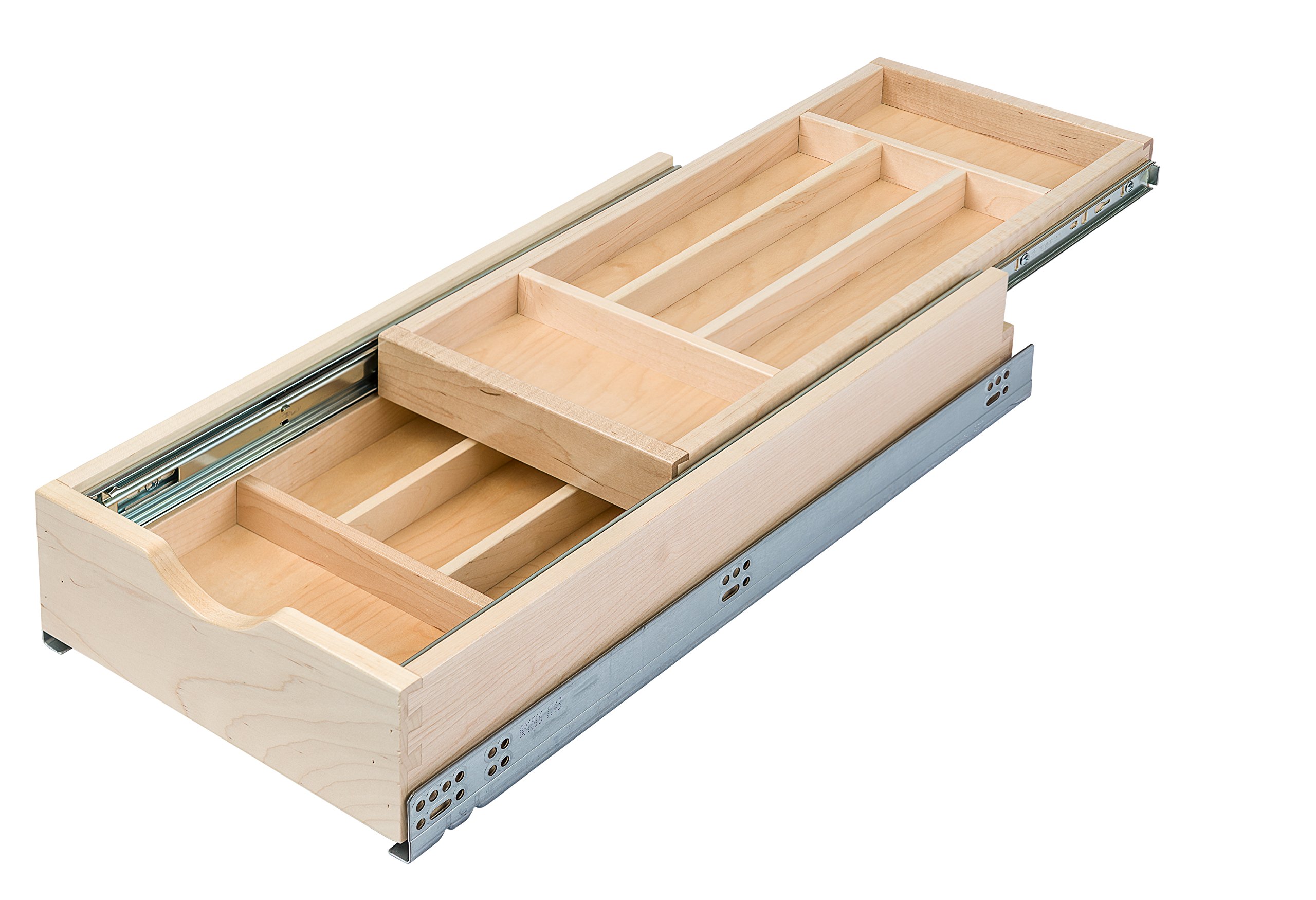 Century Components DTIER11PF-FF Wooden Silverware Tray Drawer Organizer - 2-Tier 11-7/8