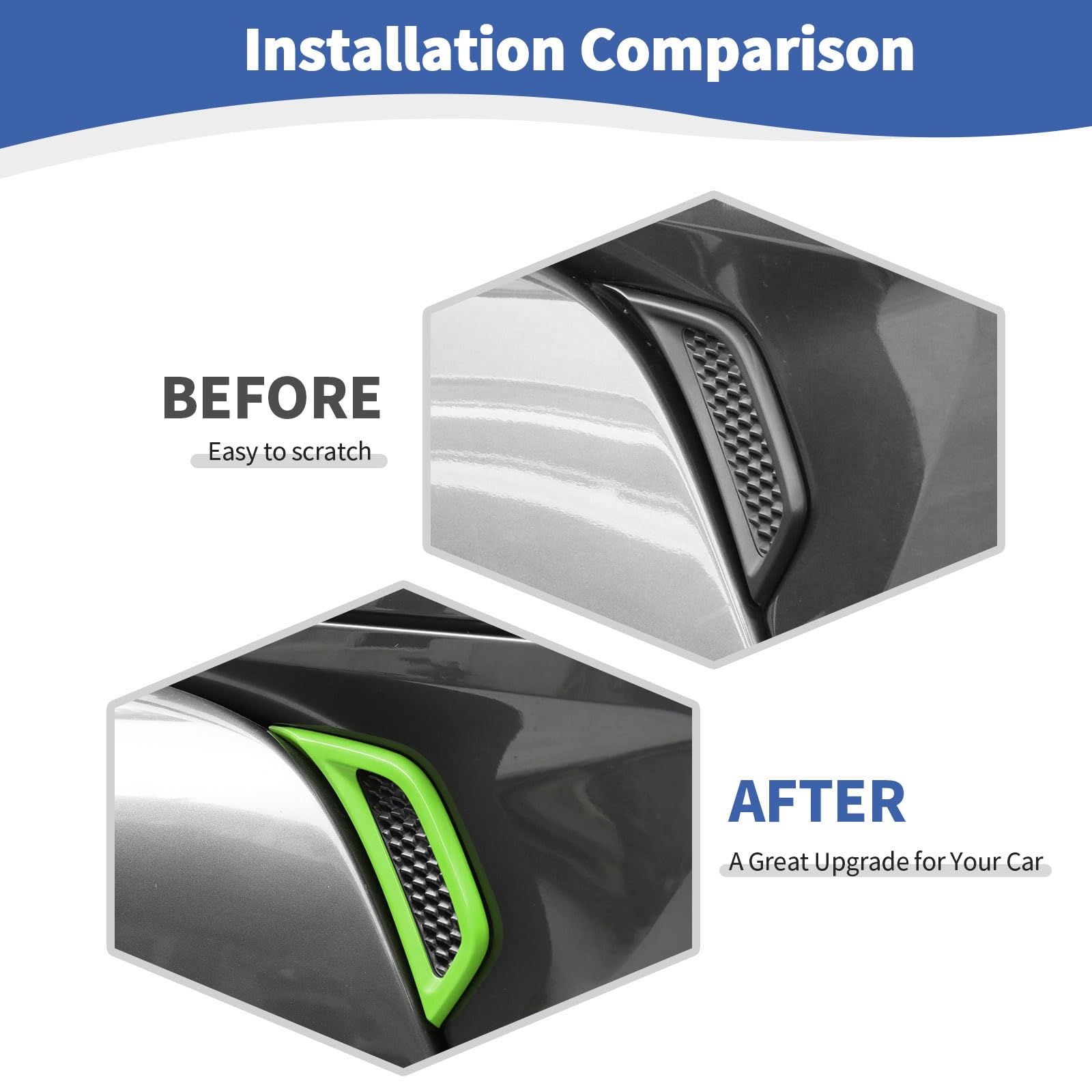 Jeep Wrangler JL JLU & Gladiator JT Side Fender Vent Decal Trim Cover - RT-TCZ Exterior Accessories (2018-2024 Models, Green, 2-Piece Set) - Enhance Off-Road Style & Protection for Your Jeep Adventure
