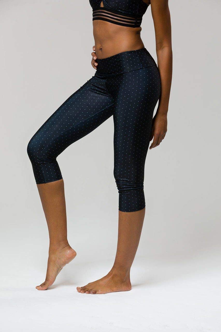 Onzie Hot Yoga Capri Pants for Women - 202 Dots Print, High Waist, Breathable & Stretchy for Yoga, Pilates & Workouts - Perfect for Hot Yoga & Gym Sessions