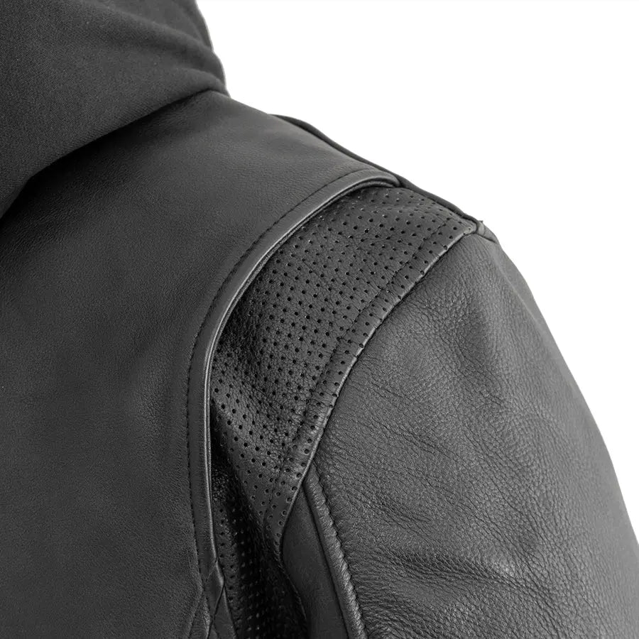 Open Road Men's Hooded Leather Motorcycle Jacket - Premium Biker Jacket for Riding & Streetwear Fashion