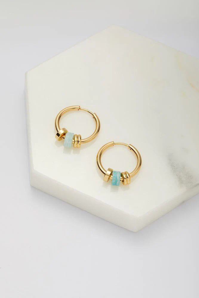 Zafino Amina Hoop Earrings for Women - 14K Gold Plated Dangle Hoops - Trendy Minimalist Jewelry for Everyday Wear, Parties & Gifts