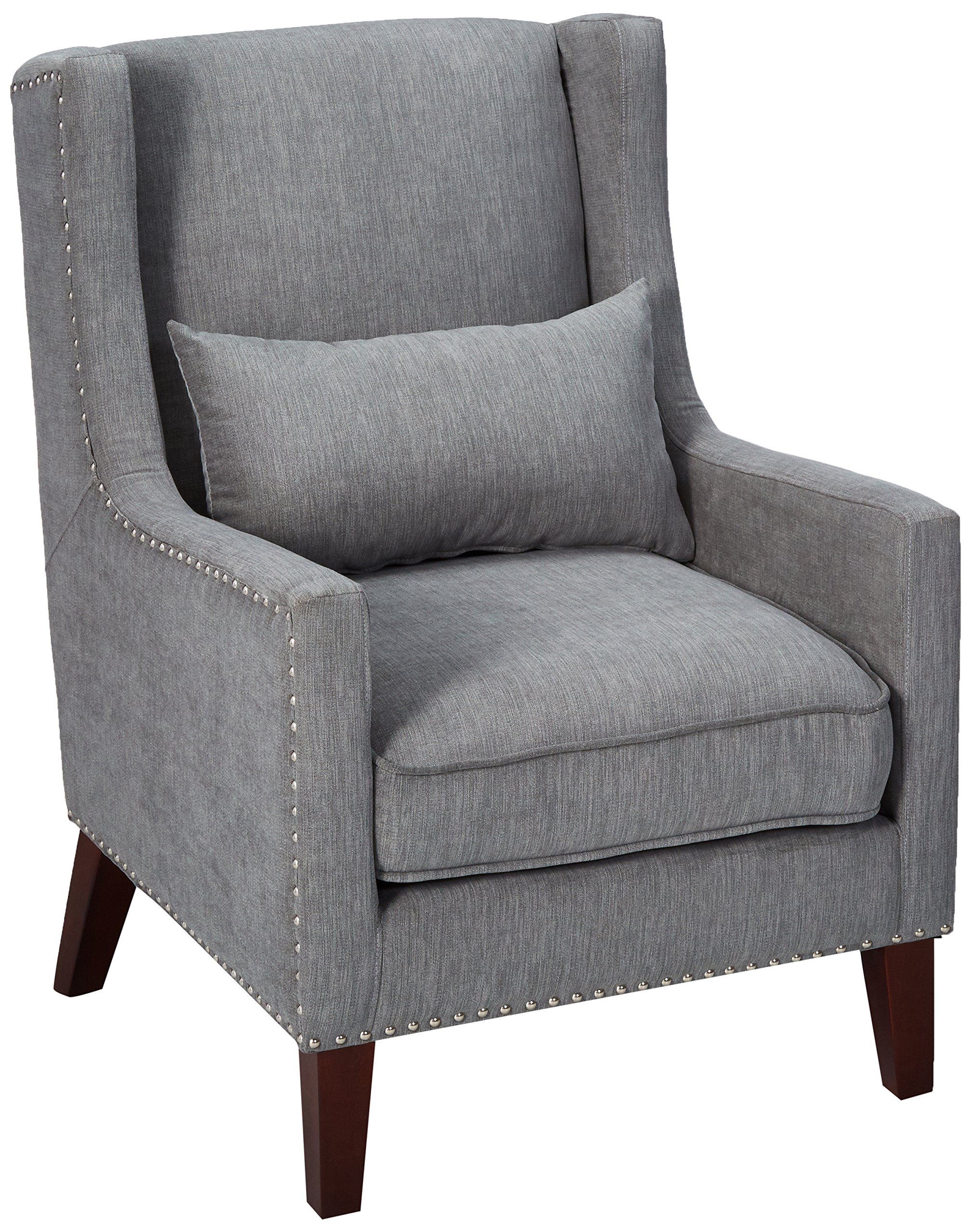 247SHOPATHOME Modern Grey Living Room Chairs - Comfortable Lounge Chairs for Home, Office & Reading Nook - Soft Fabric Accent Chairs with Sturdy Metal Legs (Set of 2)