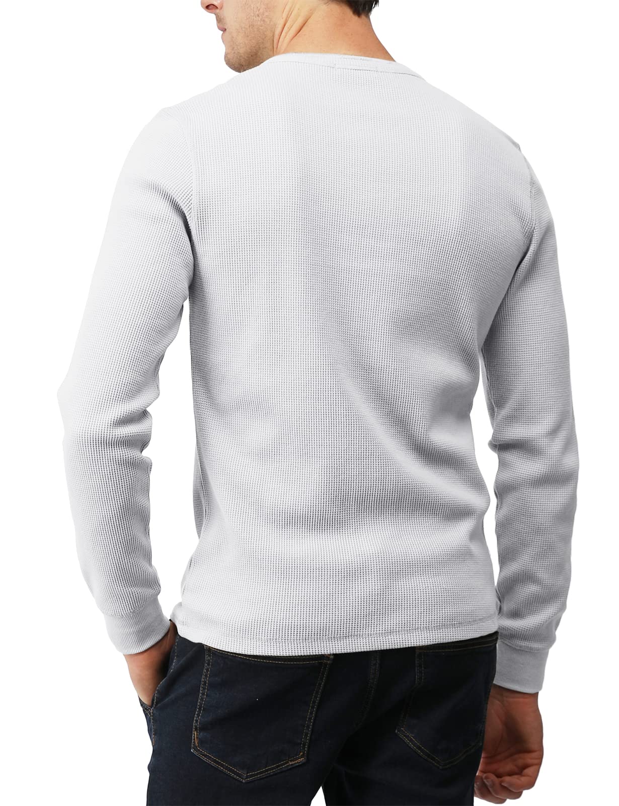Men's Slim Fit Henley Shirt - Lightweight Cotton Waffle Fabric Long Sleeve Casual Shirt for Everyday Wear, Date Night & Outdoor Activities