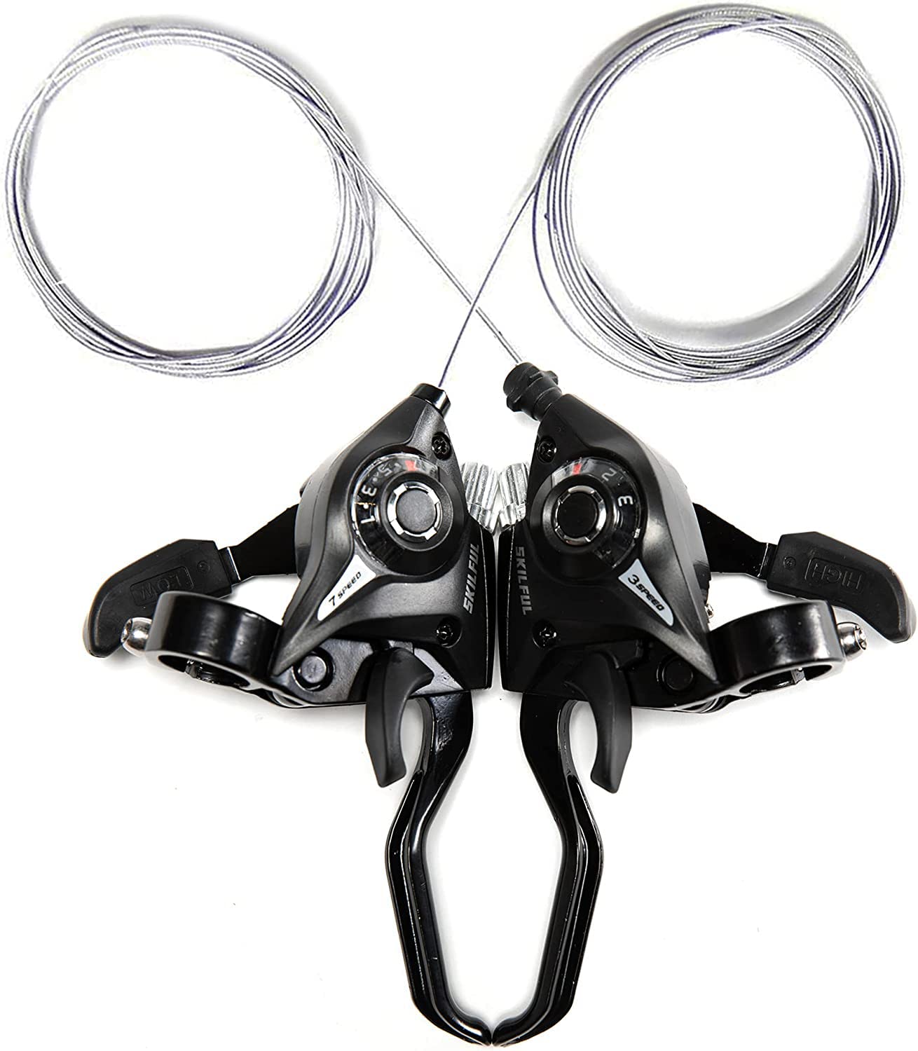 **ZUKKA 21-Speed Bicycle Shifter & Brake Levers Set - 3x7 Speed with Gear Indicator, V-Brake Cable - Left & Right Shifters for Mountain Bikes, Kids Bikes & Tricycles (Pair) - Perfect for Off-Road Trails, Commuting & Family Rides**