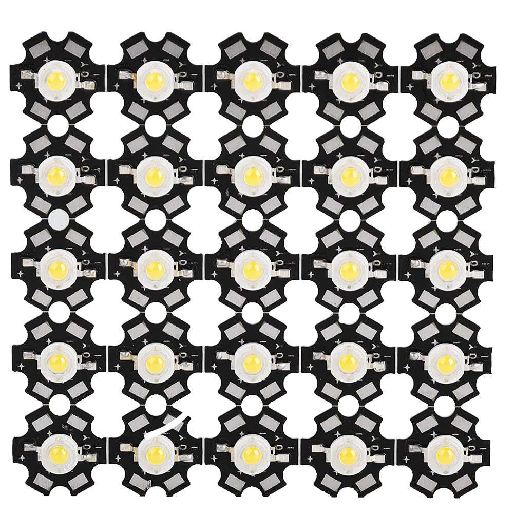 Jiawu LED Lamp Beads 3.2-3.4V Chip Light Source - 25PCS White LED Bulbs for Flashlight, DIY Lighting Projects - High Brightness 20000-25000K Cool White Light with Plate - Perfect for Home Repair, Camping Gear, Emergency Kits and Craft Making