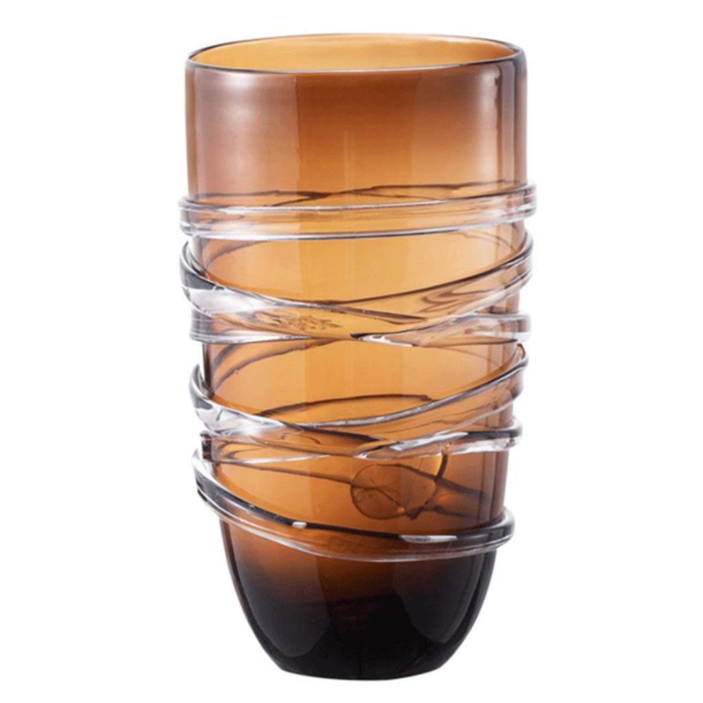 Modern Geometric Glass Vase - Decorative Flower Pot for Tabletop Floral Arrangements, Home Decor, Wedding Centerpiece (Brown, 20x20x37 cm) - Perfect for Living Room, Dining Table, Office Desk Decor
